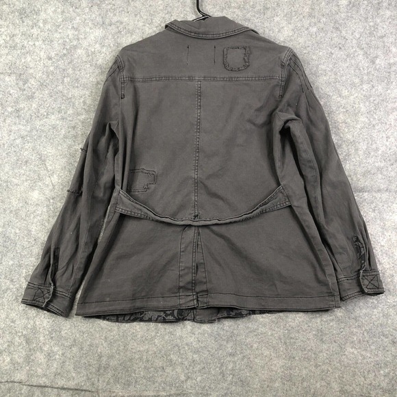Anthropologie Utility Jacket Womens Small Gray Cotton Distressed Button Casual - Picture 9 of 9